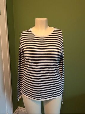 Simons Navy & White Striped Long-Sleeve Crew Tee